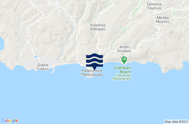 Mapa da tábua de marés em Palaióchora, Greece