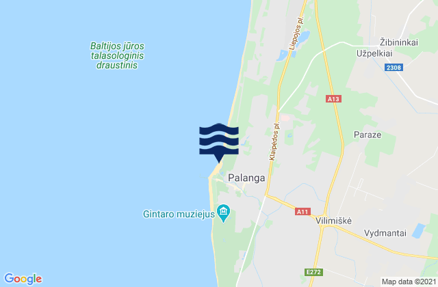 Mapa da tábua de marés em Palanga, Lithuania