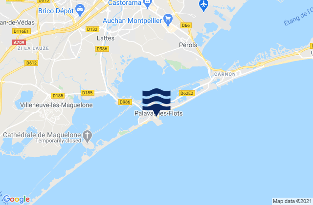 Mapa da tábua de marés em Palavas-les-Flots, France