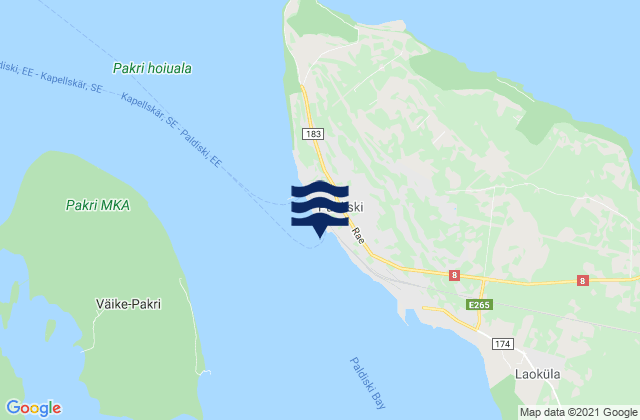 Mapa da tábua de marés em Paldiski, Estonia