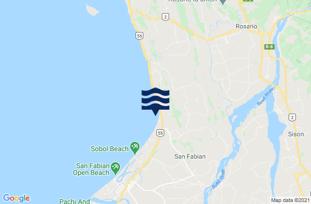 Mapa da tábua de marés em Paldit, Philippines