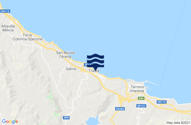 Mapa da tábua de marés em Palermo, Italy