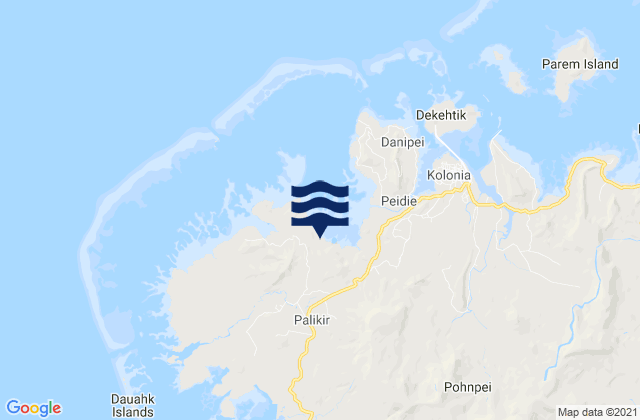 Mapa da tábua de marés em Palikir - National Government Center, Micronesia
