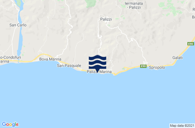 Mapa da tábua de marés em Palizzi Marina, Italy