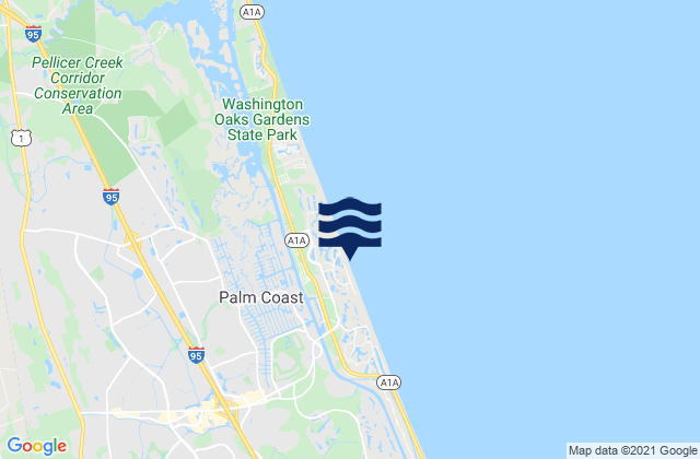 Mapa da tábua de marés em Palm Coast, United States