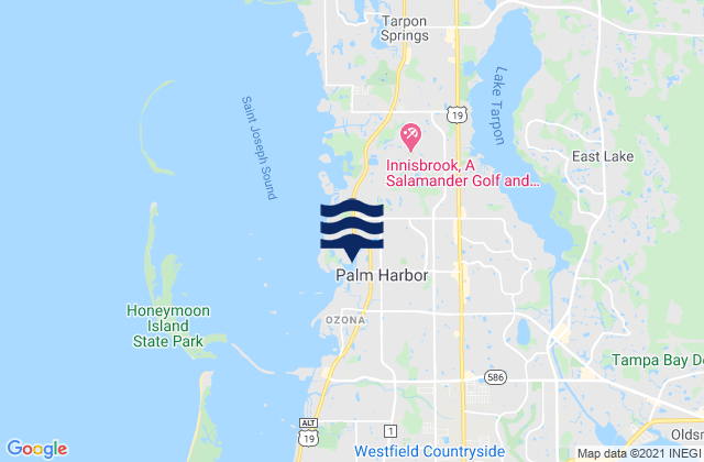 Mapa da tábua de marés em Palm Harbor, United States