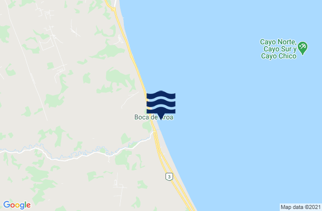 Mapa da tábua de marés em Palma Sola, Venezuela