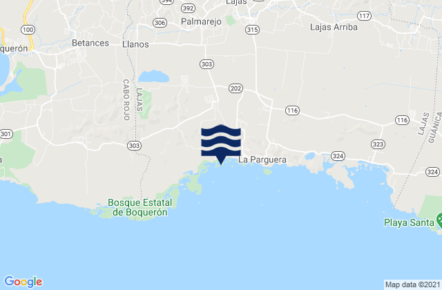 Mapa da tábua de marés em Palmarejo, Puerto Rico