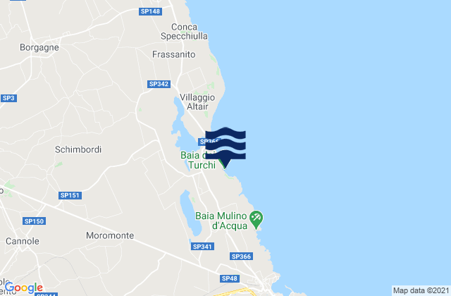 Mapa da tábua de marés em Palmariggi, Italy