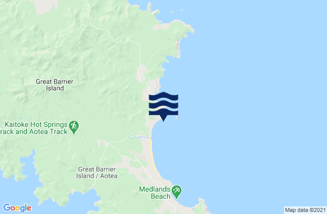 Mapa da tábua de marés em Palmers Island, New Zealand