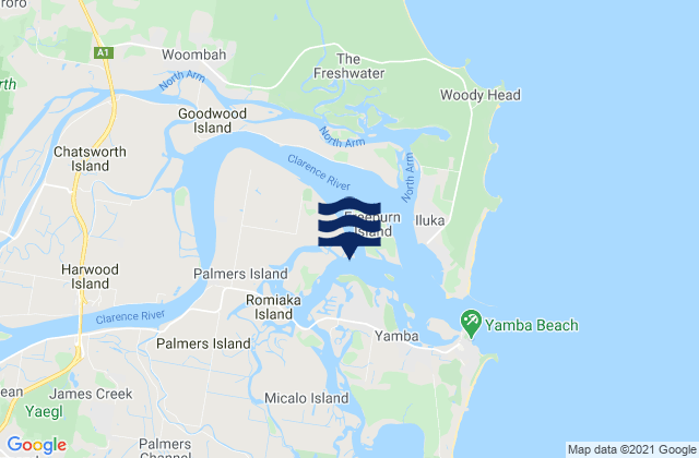 Mapa da tábua de marés em Palmers Island, Australia