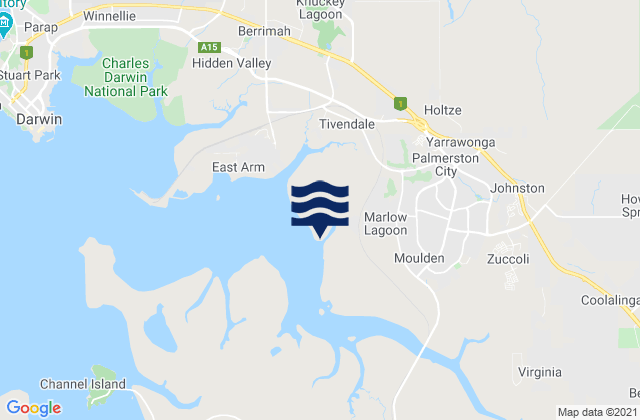 Mapa da tábua de marés em Palmerston, Australia
