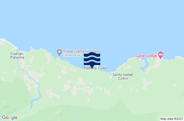 Mapa da tábua de marés em Palmira, Panama