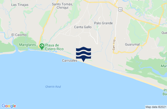Mapa da tábua de marés em Palo Grande, Panama