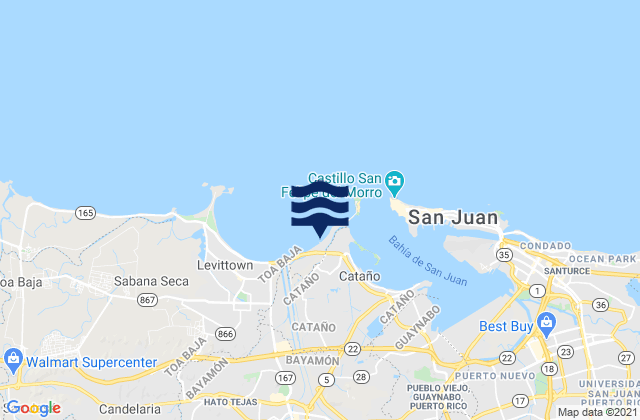 Mapa da tábua de marés em Palo Seco Barrio, Puerto Rico