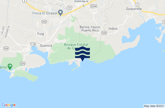 Mapa da tábua de marés em Palomas, Puerto Rico