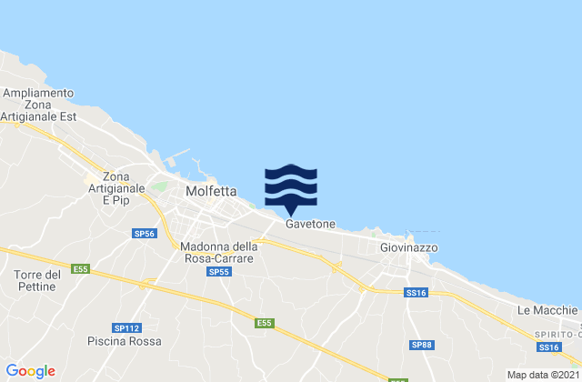 Mapa da tábua de marés em Palombaio, Italy