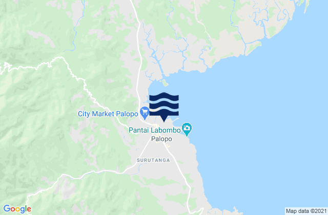 Mapa da tábua de marés em Palopo, Indonesia