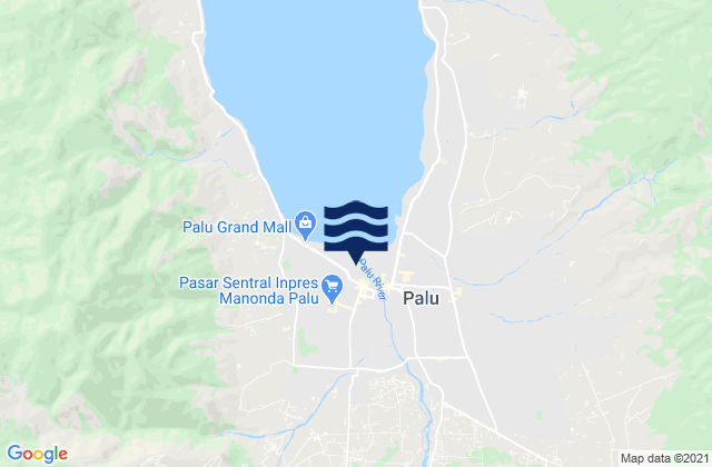 Mapa da tábua de marés em Palu, Indonesia