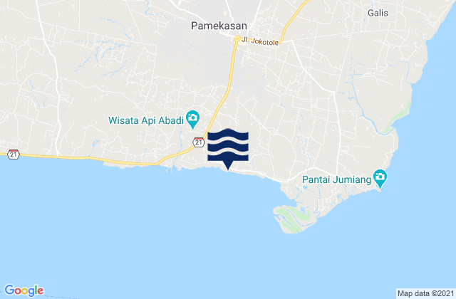 Mapa da tábua de marés em Pamekasan, Indonesia