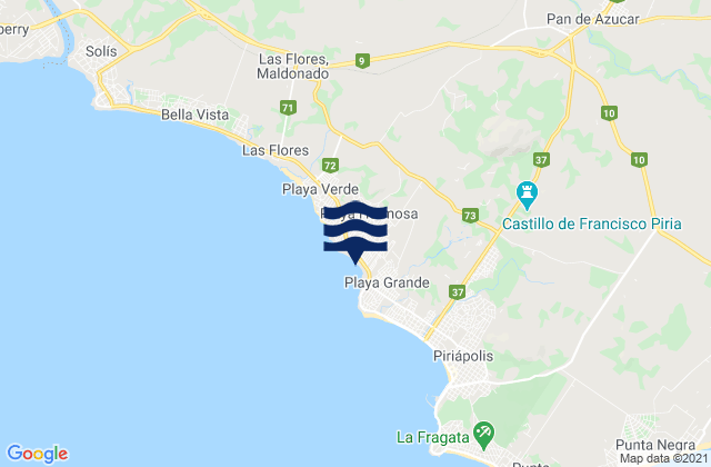 Mapa da tábua de marés em Pan de Azúcar, Uruguay