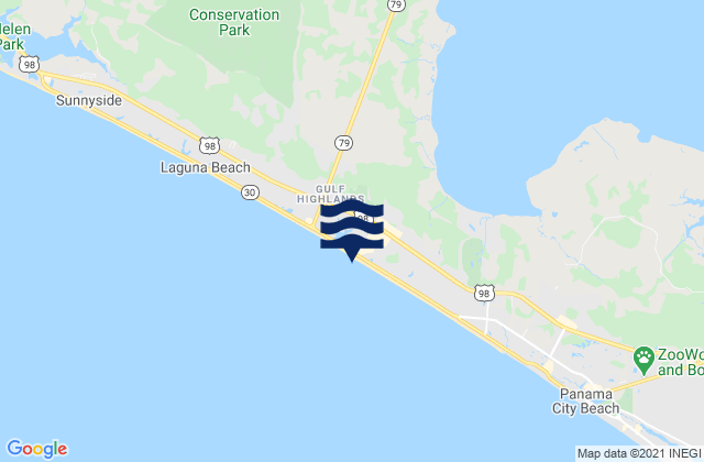 Mapa da tábua de marés em Panama City Beach (Outside), United States