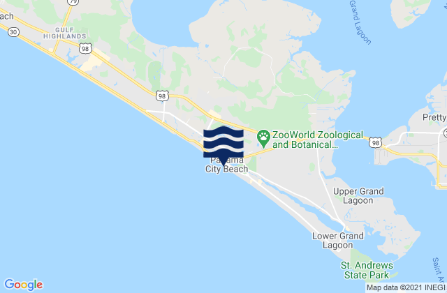 Mapa da tábua de marés em Panama City Beach, United States