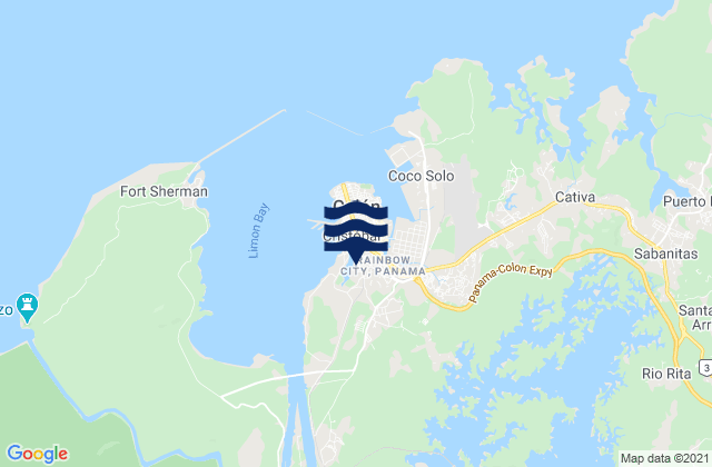 Mapa da tábua de marés em Panama City, Panama