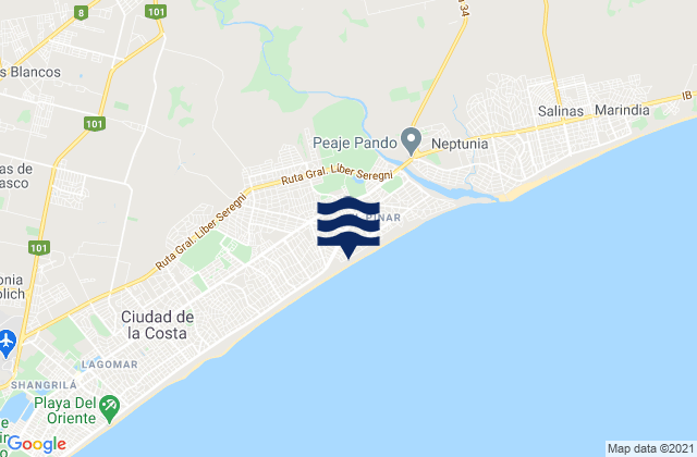 Mapa da tábua de marés em Pando, Uruguay