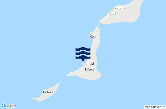 Mapa da tábua de marés em Pangai, Tonga