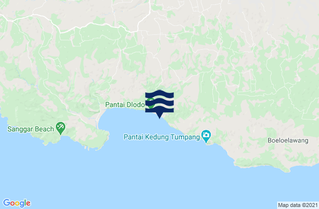 Mapa da tábua de marés em Panggungduwet, Indonesia