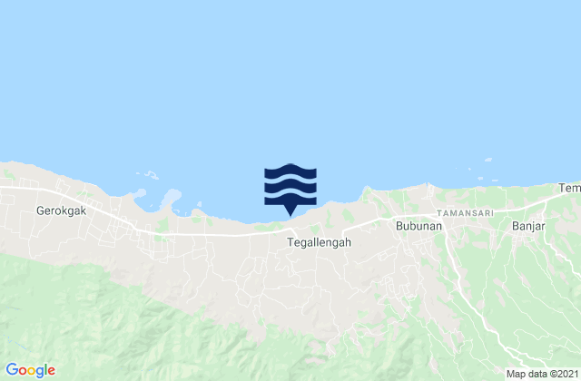 Mapa da tábua de marés em Pangkungparuk, Indonesia