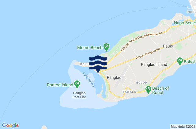 Mapa da tábua de marés em Panglao, Philippines