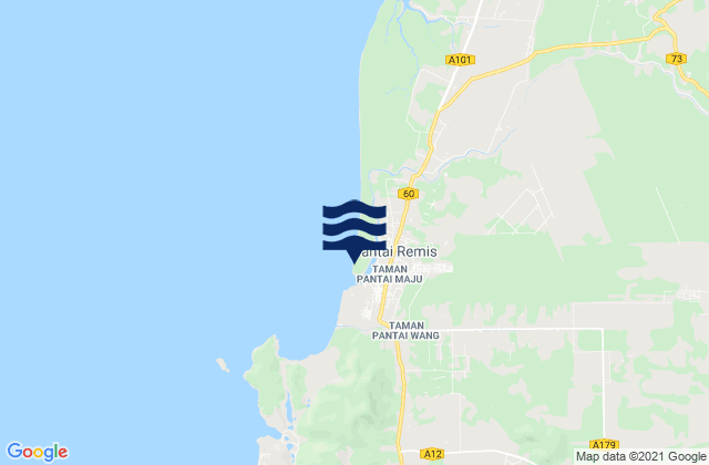 Mapa da tábua de marés em Pantai Remis, Malaysia