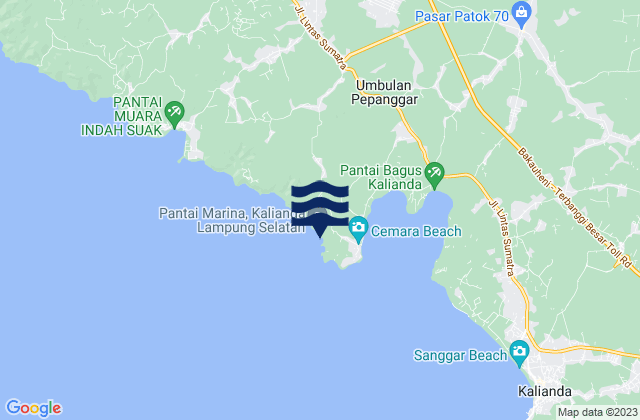 Mapa da tábua de marés em Pantai Tapak Kera, Indonesia