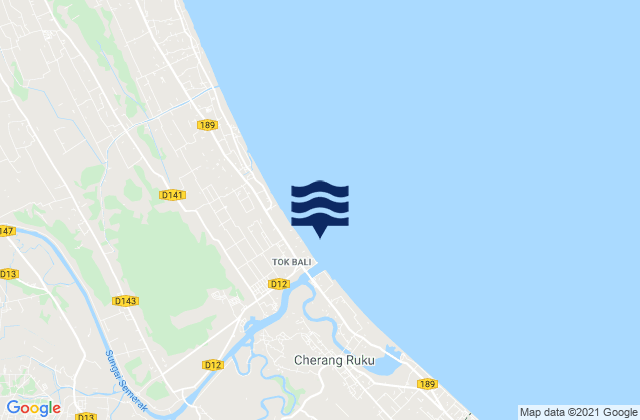 Mapa da tábua de marés em Pantai Tok Bali, Malaysia