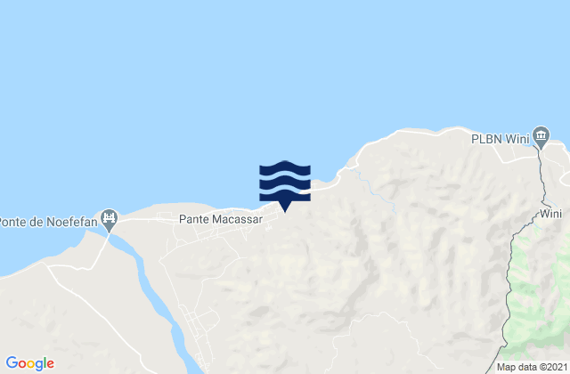 Mapa da tábua de marés em Pante Makasar, Timor Leste