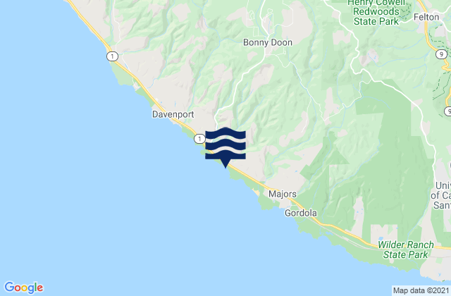 Mapa da tábua de marés em Panther Beach, United States