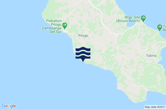 Mapa da tábua de marés em Panubigan, Philippines