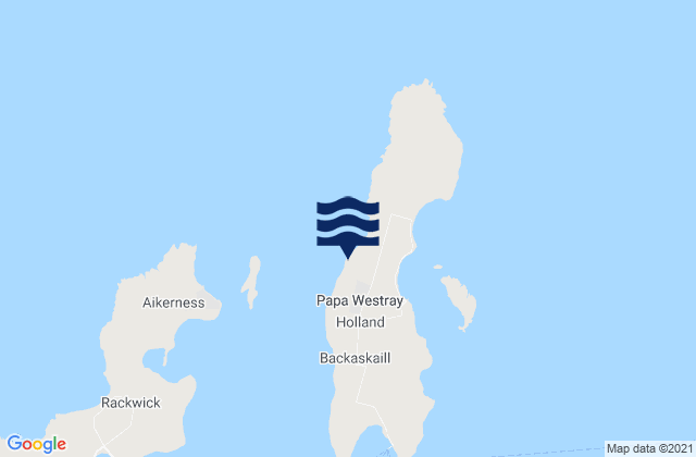Mapa da tábua de marés em Papa Westray Island, United Kingdom