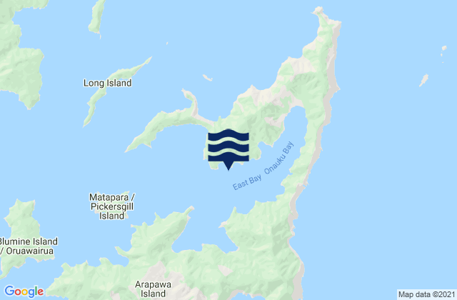Mapa da tábua de marés em Papakura Bay, New Zealand