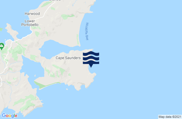 Mapa da tábua de marés em Papanui Beach, New Zealand