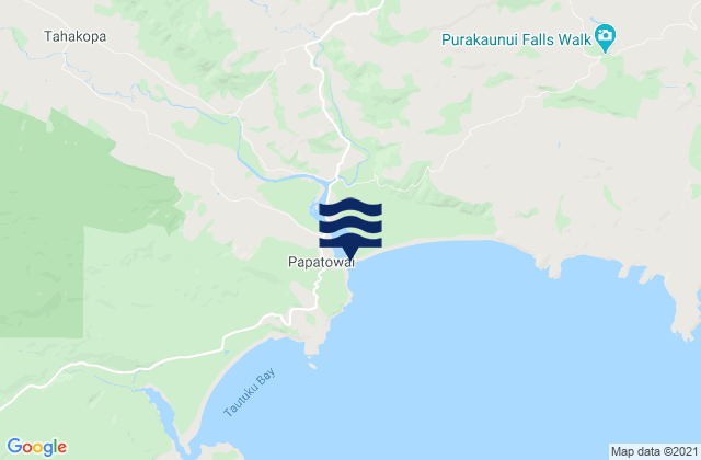 Mapa da tábua de marés em Papatowai, New Zealand