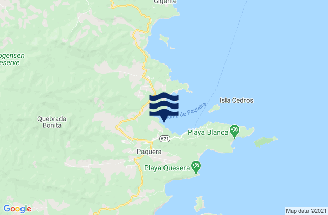 Mapa da tábua de marés em Paquera, Costa Rica