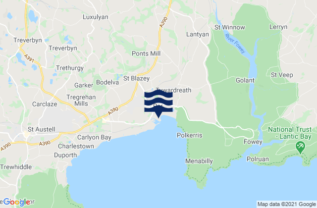 Mapa da tábua de marés em Par, United Kingdom
