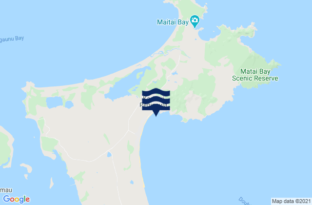 Mapa da tábua de marés em Parakerake Bay, New Zealand