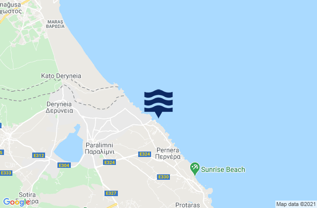 Mapa da tábua de marés em Paralímni, Cyprus