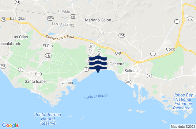 Mapa da tábua de marés em Parcelas Peñuelas, Puerto Rico