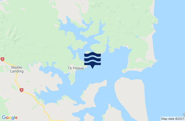 Mapa da tábua de marés em Parengarenga Harbour, New Zealand