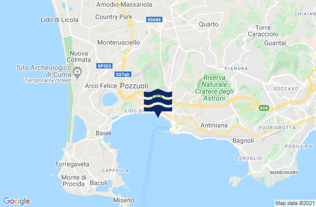 Mapa da tábua de marés em Parete, Italy